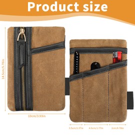 EDC Pouch, Small EDC Pocket Pouch with 5 Pockets Compact Waxed Canvas Organiser Multitool Tool for Flashlight Multitools Pen Notebook