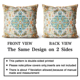 Snylcce Boho Throw Pillow Covers Set of 2 - multicolour Antique & Vintage Design, Double-Sided Pattern - Soft Cushion Covers for Garden Couch, Sofa, Bed - Decorative 45x45 CM Pillowcases