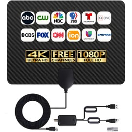 Indoor Antenna for Local Channels - 4K HD Amplified Digital HDTV With Signal Booster - 360 Long Reception Aerial Support All Types TV