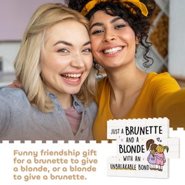 IDELTIME Best Friend Birthday Gifts for Women, Cute Building Blocks Puzzle Sign, Long Distance Friendship Gifts for Women Friends Bestie Female BFF Sister, Funny Desk Decor Sign for Friendship