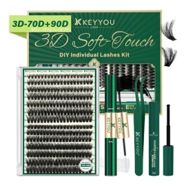 Extensiones De Pestañas Kit Con Efecto 3d Gruesas 70d+90d Espesor 0.07 Mm Largo 1.6 Cm Tipo De Curvatura D