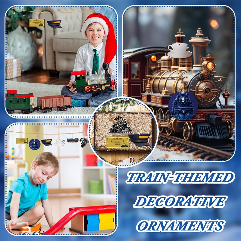 AceOrbit 24 Pcs North Express Train Decoration Tree Hanging Ornament
