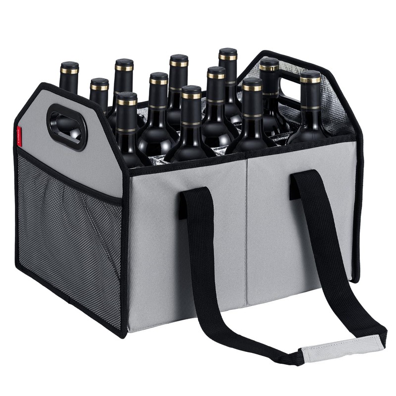 LUILANC Bottle Wine Carrier Collapsible 12 Bottle Storage Box Reusable