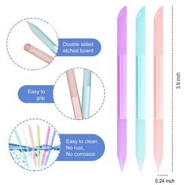 SILPECWEE 3 Pieces Glass Cuticle Pusher Crystal Glass Cuticle Stick Set Glass Nail File Double Sided Cuticle Remover Tool Cuticle Tools for Nails Manicure Pedicure Precision Filing (Dark Color)