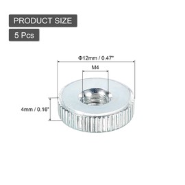 sourcing map Knurled Thumb Nuts, M4 Female Thread Thin Type, Zinc-Plated Carbon Steel Knurled Nut Flat Head Through Hole Lock Adjusting Nuts for 3D Printer, 5Pcs