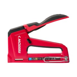 Arrow T50RED2 Heavy Duty Manual 2-in-1 Staple Gun and Brad Nailer for Upholstery, Framing, Insulation, Crafts, and Furniture, Red