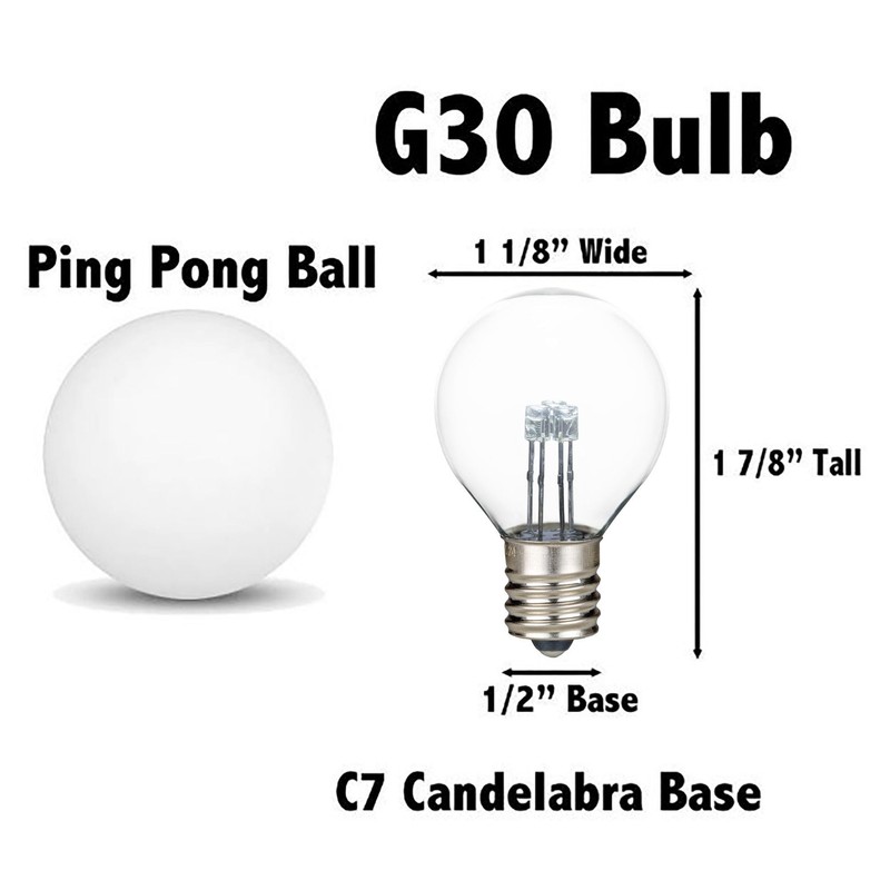 Novelty Lights 25 Pack G30 Glass LED Globe Bulbs, String