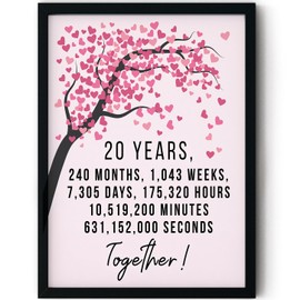 Stuff4 20th Anniversary Poster Framed - 20 Years 240 Months - Happy 20th Wedding Anniversary Cute Gifts for Girlfriend Husband Companion Wife Partner Boyfriend, 8x10 Inch Anniversaries Posters