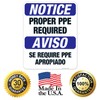 Bilingual Proper PPE Required Sign, OSHA Sign, 24x30 Inches, 55