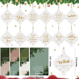 Nuogo 12 Sets Christmas Thank You Gifts Appreciation Gifts Christmas Lattern Hanging Ornament Plaque Keepsake with Cards for Employee Coworker Staff Teacher Team Volunteer Nurse (Classic Style)