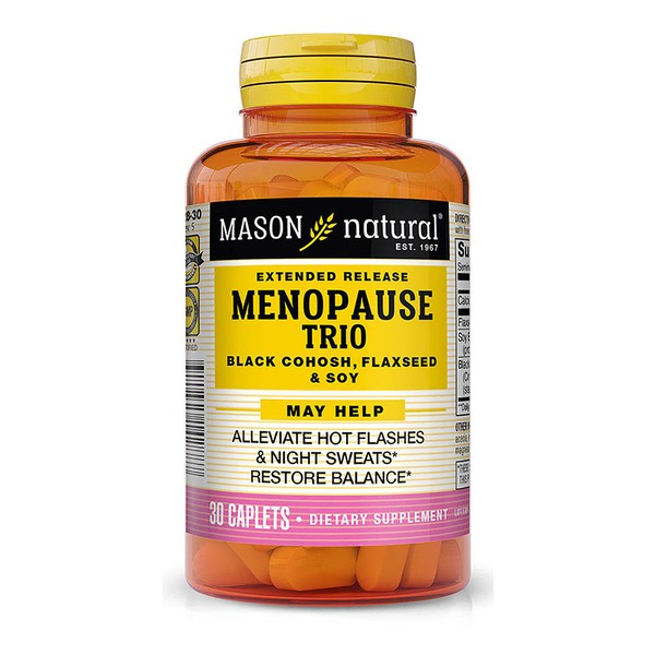 Mason Natural Menopause Trio: Black Cohosh, Flaxseed, & Soy (Extended Release) - May Alleviate Hot Flashes & Night Sweats*, Supports Healthy Hormone Balance*, 30 Caplets