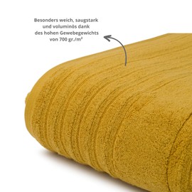liebling Marseille Luxury Organic Cotton Bath Towel 770 g/m² 70 x 140 cm Ökotex 60 Degrees Absorbent Quick Drying Mustard