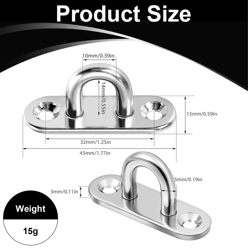 YTUGIL Pack of 20 Stainless Steel Eye Plate, Wall Eyelet,
