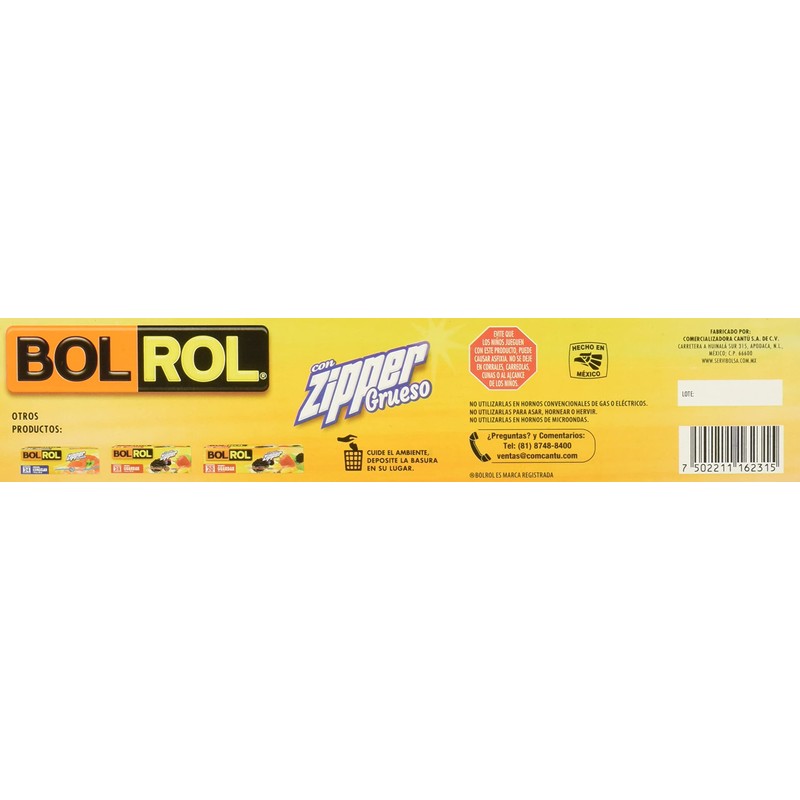Bol Rol Bolsas Herméticas con Zipper Grueso Congelar, color Transparente,