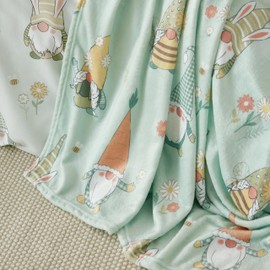 Catherine Lansfield Spring Gonks Cosy Fleece 130x170cm Blanket Throw Mint Green