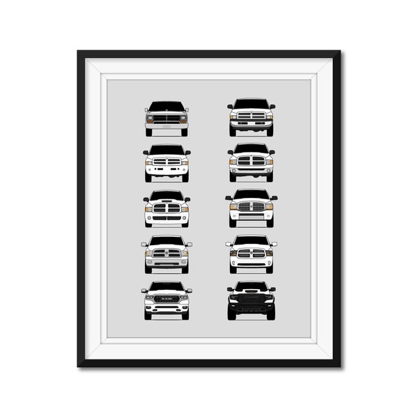 Custom Car Posters History of Dodge Ram Pickup Truck Generations