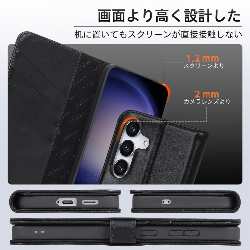 VISOUL Galaxy S25 Silouse, Genuine Leather, S25 Plus Black