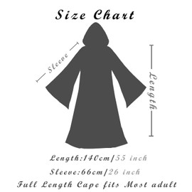 LMYOVE Wizard Robe Costume Grey Cloak with Hood Men, Mens Wizard Costumes Full Length Hooded Cape Lightgray