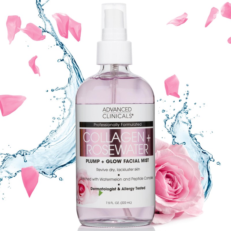 Advanced Clinicals Collagen + Rosewater Face Toner Skin Care Reviving