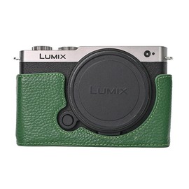 MUZIRI KINOKOO Genuine Leather Half Case for Panasonic S9 Camera - Green