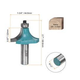 sourcing map 2pcs Roundover Router Bit 1/2 Shank 5/8" Radius Carbide Tipped Edge Rounding Over Bit with Bearing Guide, Woodworking Milling Tool, Cyan