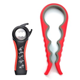 GZLT Jar Opener for Seniors with Arthritis,Jar Opener for Weak Hands,5-in-1 Bottle Opener,4-in-1 Can Opener… (Red)