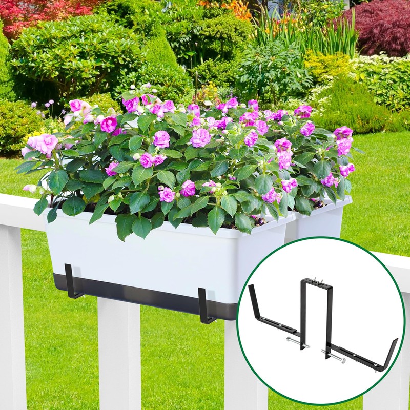 Adnee Set of 4 Double Sided Planter Box Brackets-Adjustable Window
