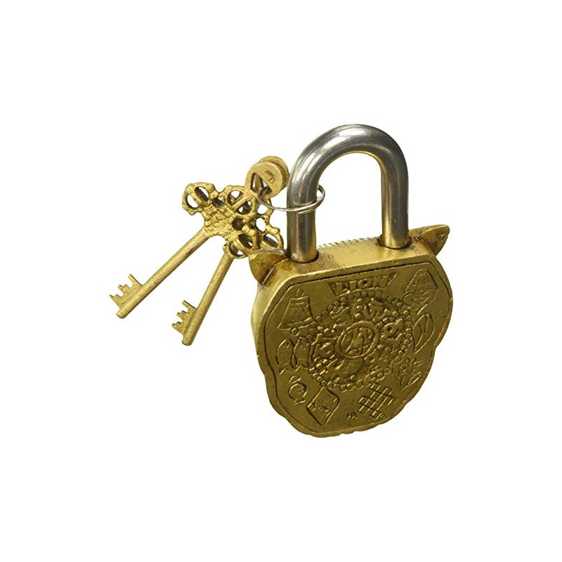 Purpledip Lion Shaped Brass Lock Antique Handcrafted Locks for Security