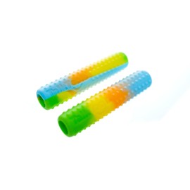 Talktools Chewzies Chewzies Silicona de platino de grado médico masticable, 3 colores, 3 texturas (teñido anudado, volantes)