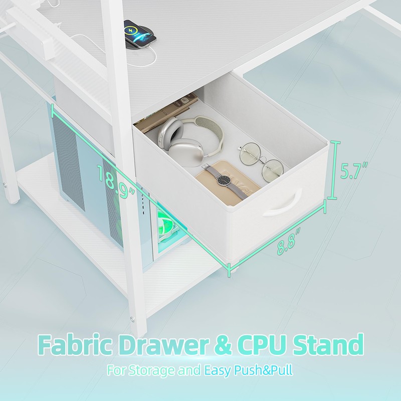 TIQLAB Gaming Desk 47 inch with Power Outlet and LED