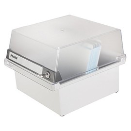 HAN 965-S-631 Lockable Index Card Box for Approx. 800 Cards Polystyrene A5 Landscape Format 235 x 190 x 250 mm Light Grey