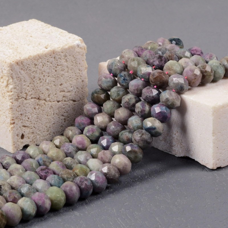 Ruby Fuchsite - abalorio sueltas facetadas de 8 mm para