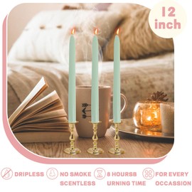 Taper Candles 4 Pack - 10 Inch Dinner Candle Set 8 Hours Burn Time Scented Smokeless Dripless Long Tall Candlesticks for Wedding Home Decor (Green)
