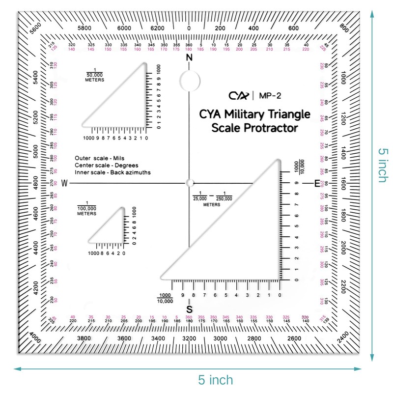 Zonon 5 Inch Military Map Protractor Military Style Utm/mgrs Coordinate