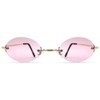 [SPEED ADDICT] TWO POINT RIMLESS OVAL SUNGLASS, GOLD x PINK