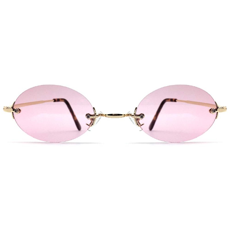 [SPEED ADDICT] TWO POINT RIMLESS OVAL SUNGLASS, GOLD x PINK
