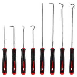 8 Piece Pick and Hook Set Made of Chrome Vanadium Steel, 24/16.5 cm Precision Piercing and Hook Tools with Ergonomic Handle, Automotive Pick Tool Set for Removing Hoses, Oil Rings Seals