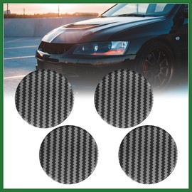 Motoforti 45mm Car Wheel Centre Hub Cap Sticker Carbon Fiber Pattern 4pcs Long-lasting