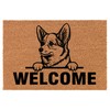 Welcome Doormat Coco Coir Door Mat Gift Welcome Peeking Corgi