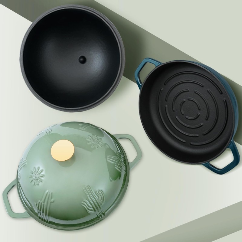 Flavehc Bread Oven Cast Iron Bread Dutch Oven with Cloche