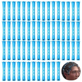 Perm Rods Perm Kit 60 PCS Small Size Hair Curlers Rollers 0.35 Inch Hair Rollers Perm Kit Short Hair Men Home Perm Kits for Long Short Hair Styling Tool Hair Curlers for Women and Men (Blue)