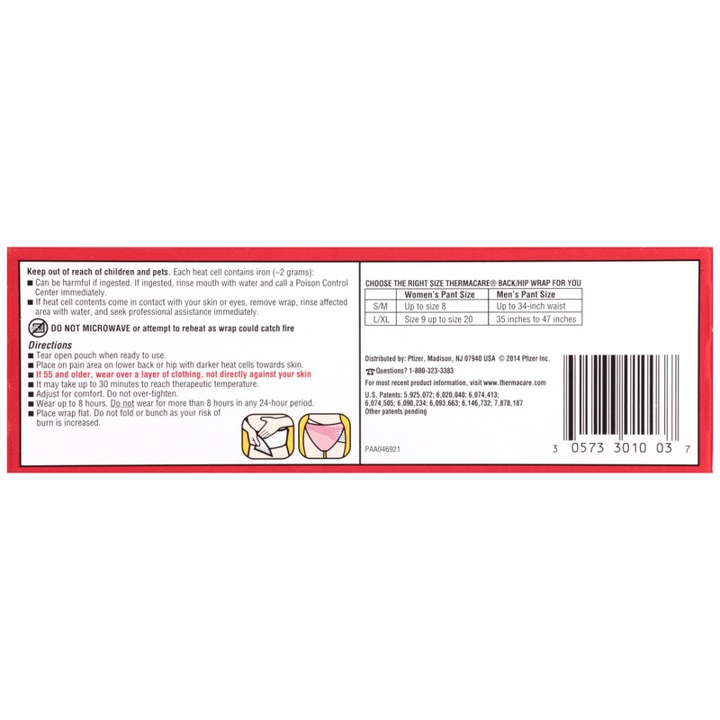 ThermaCare Lower Back & Hip Pain Therapy Heatwraps, L-XL Size