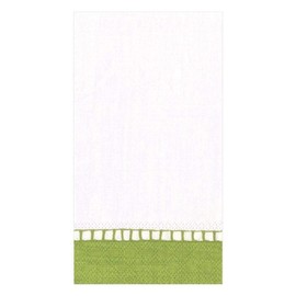 Caspari Linen Border Paper Guest Towel Napkins in Green - Two Packs of 15