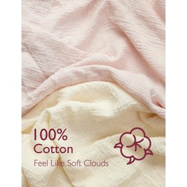 Momcozy Muslin Fitted Bassinet Sheet, 2 Pack Soft Breathable Natural Cotton 32"x16" Baby Cradle Mattress Sheet, 360° Mattress Wrapping No Slip Boys Girls Neutral Bed Sheet, Small, Blush & Beige