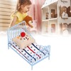 1:12 Miniature Bed Metal Structure Cute Pattern Sponge Cloth Mattress