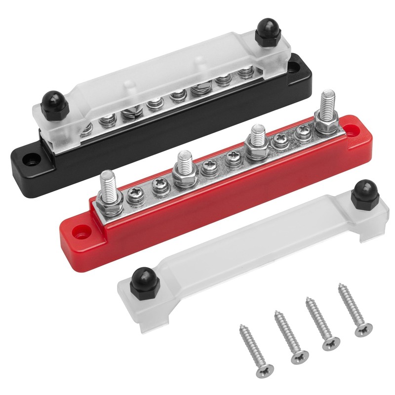 RED WOLF 150A 12V Bus Bar with Cover, 4 x