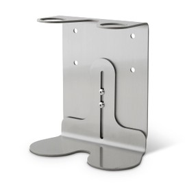 Wall-Mounted Bottle Dispenser Holder Bracket in Brushed Nickle, Silver, and Soap Bottle Brackets, for Bathroom and Kitchen (Double)