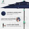 JEAREY 3 Tiers Patio Umbrella with Solar Lights 9ft Outdoor