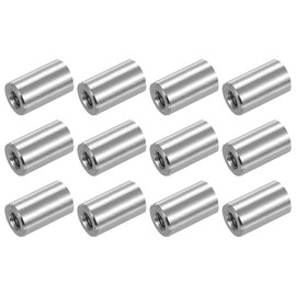 sourcing map M5x0.8mm Round Coupling Nuts, 12 Pcs 304 Stainless Steel Connector Nuts Fasteners Rod Bar Stud 15mm for Industrial Construction Fasteners, Silver