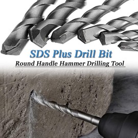 Bestgle 6 Pcs SDS Plus Drill Bit Set, Carbide Tipped Rotary Hammer Drill Bits Round Handle Hammer Drilling Tool for Brick, Concrete, Stone, Cement, Wood, Masonry, Granite, 6mm/8mm/10mm/12mm/14mm/16mm